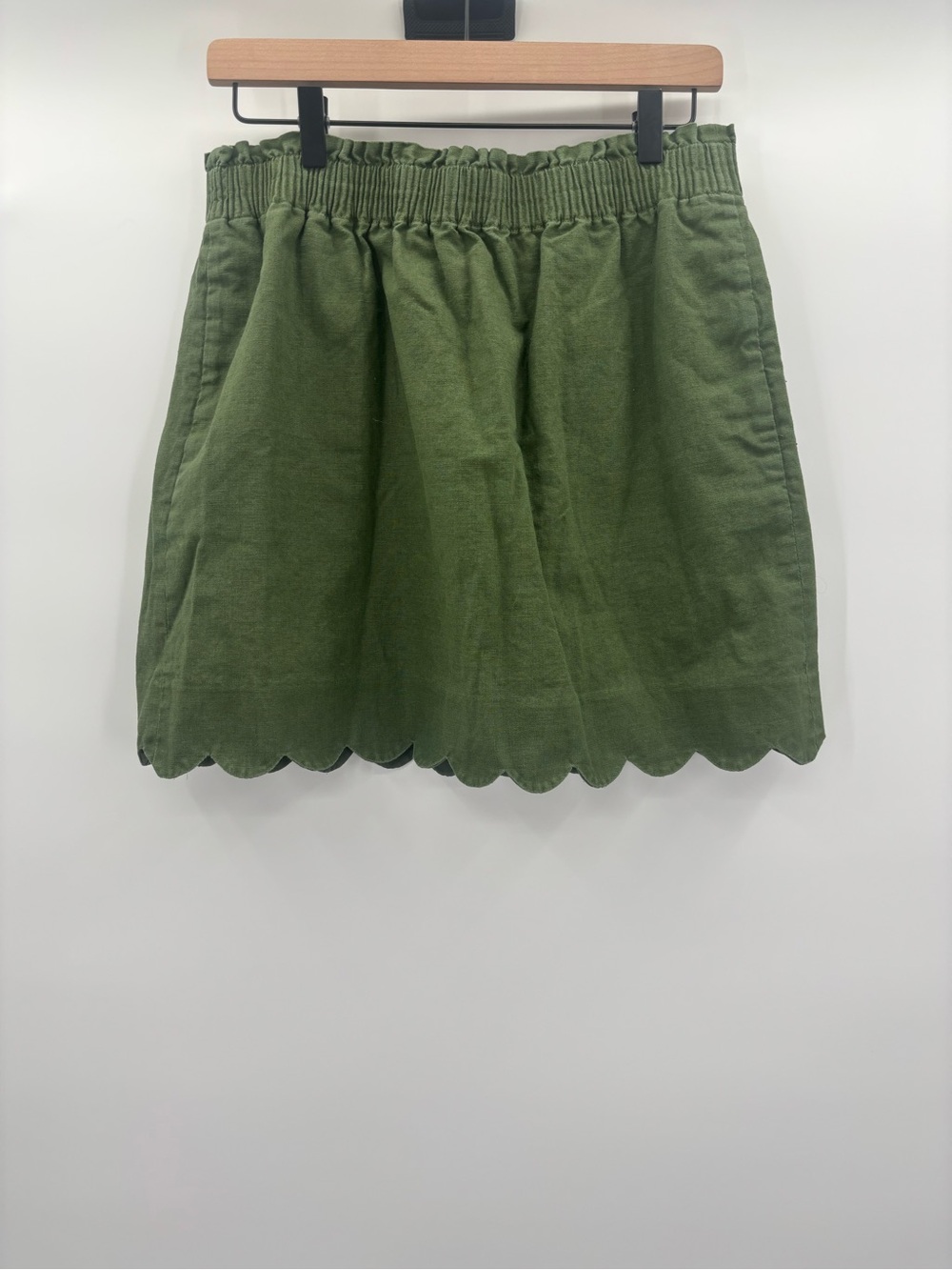 J. Crew Olive Green Scallop Hem Mini Skirt
